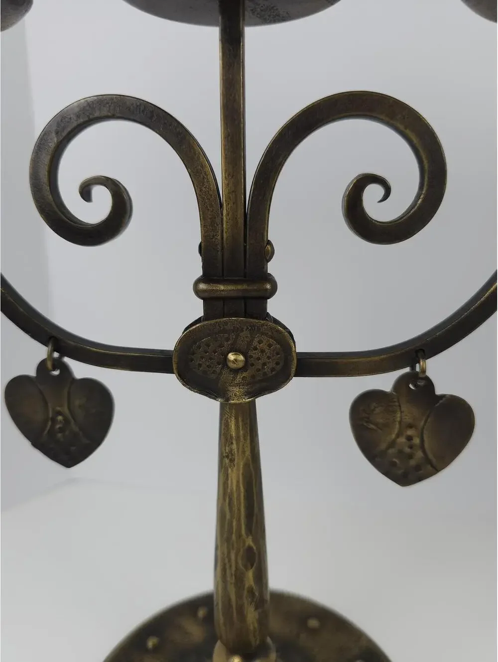 Vtg German Arts & Crafts Iron Candelabra Heart Gothic Jugendstil Candle Holders